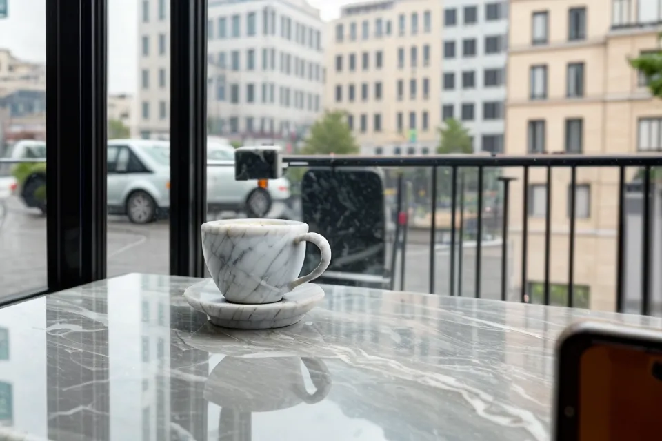Intérieur d'un café-librairie à Rennes, une idée de rendez-vous originale suggérée par Date Wizard AI