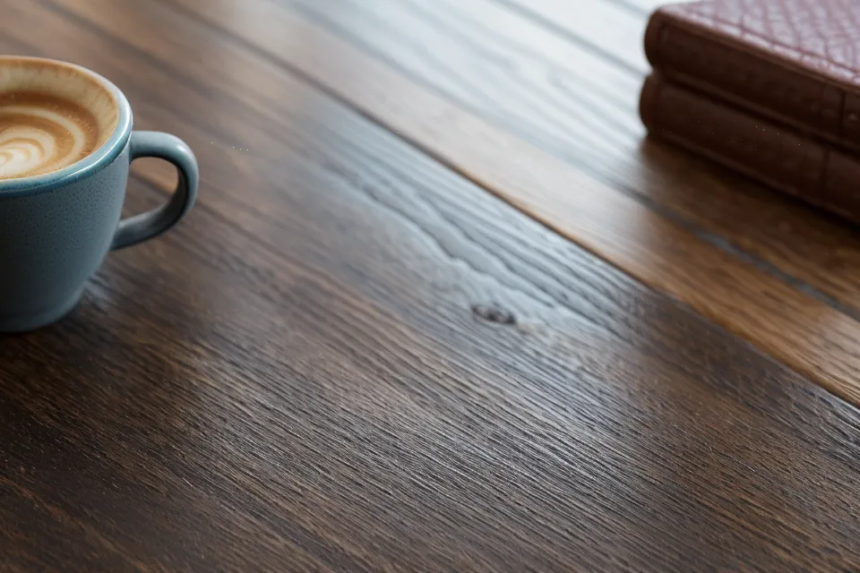 Carnet de notes et smartphone allumé sur une table en bois